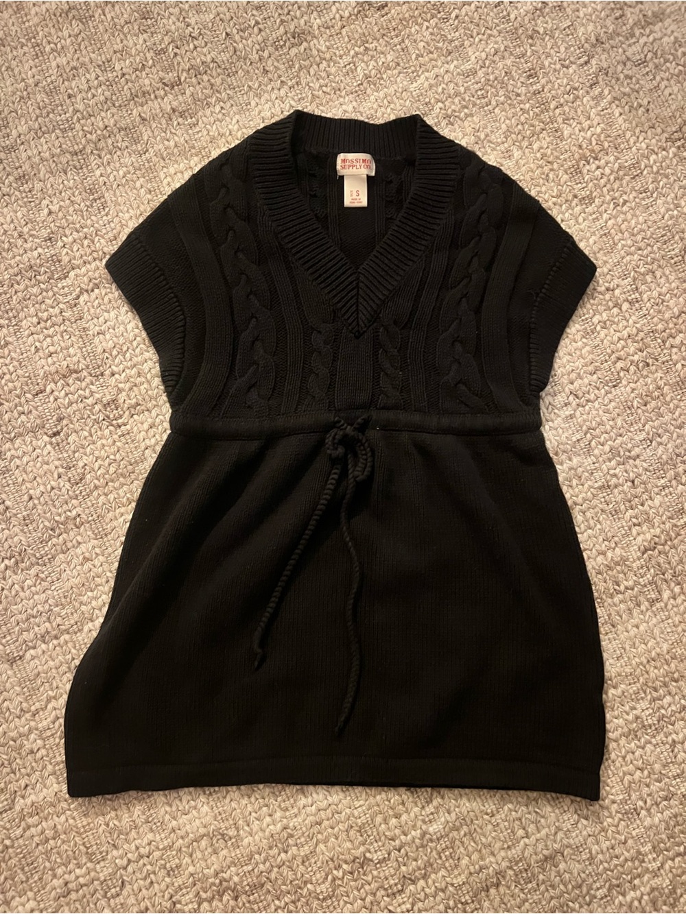 Mossimo Supply Co. Black Cable-Knit V-Neck Drawstring Tunic